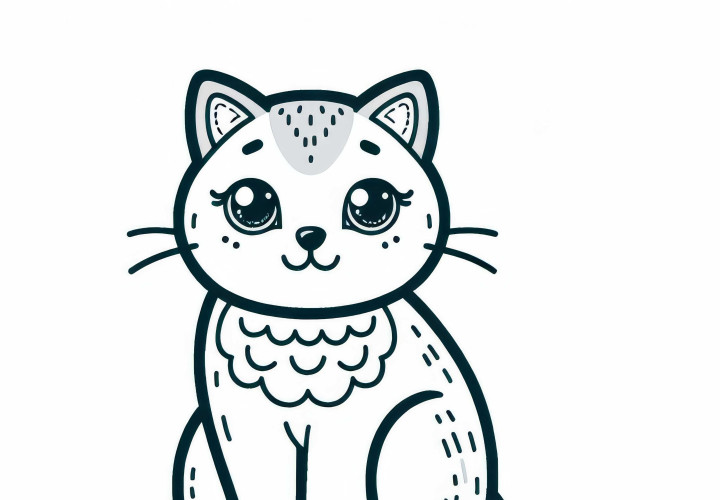 Free download of a coloring picture of a Russian Blue cat