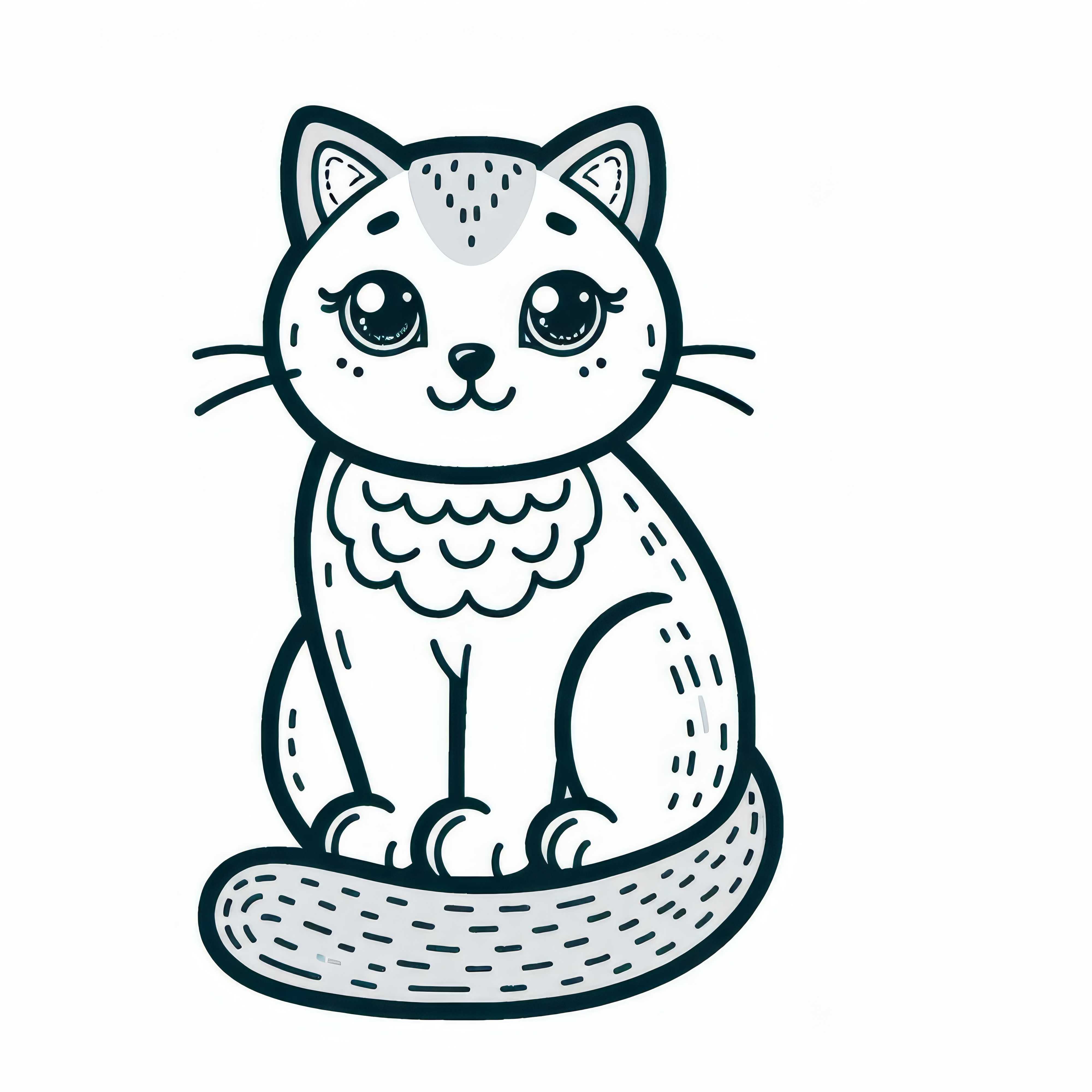 Download a coloring page of a Russian Blue cat for free