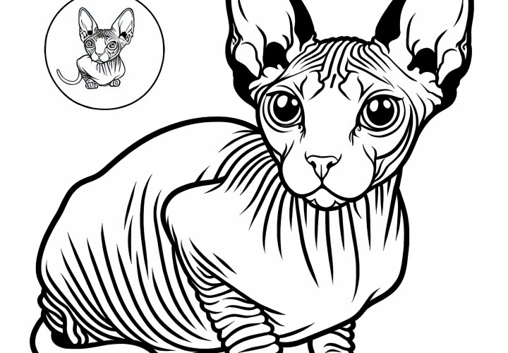 Sphynx Cat Coloring Page Free