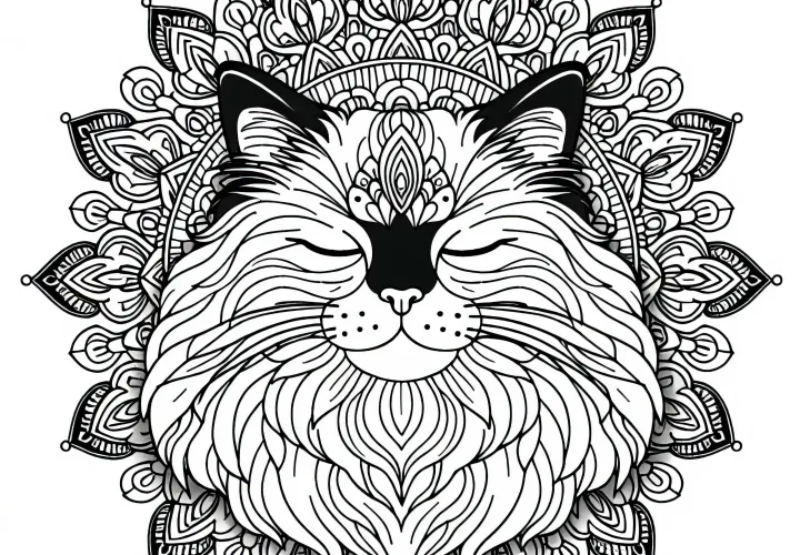 Sviatočná Birma Maľovanka Mačka na stiahnutie zadarmo