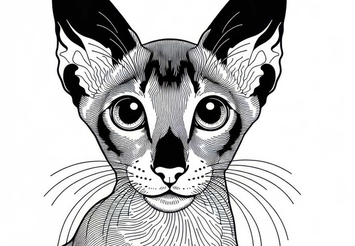 Oriental Shorthair Cat Coloring Page Free