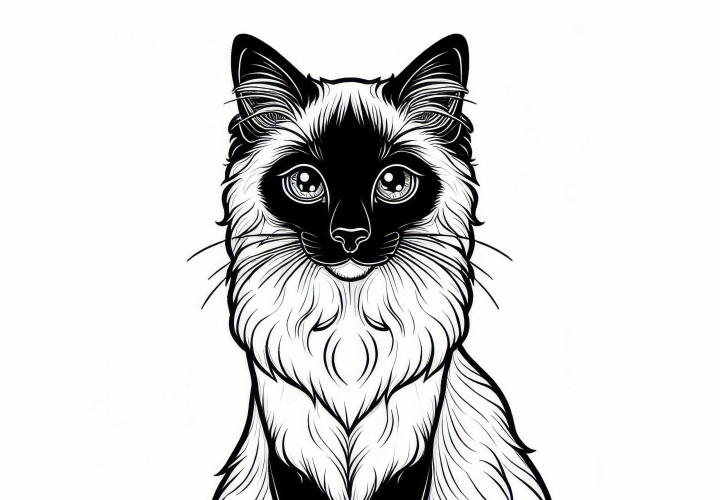 Coloring template of a cat in Balinese style - Download for free