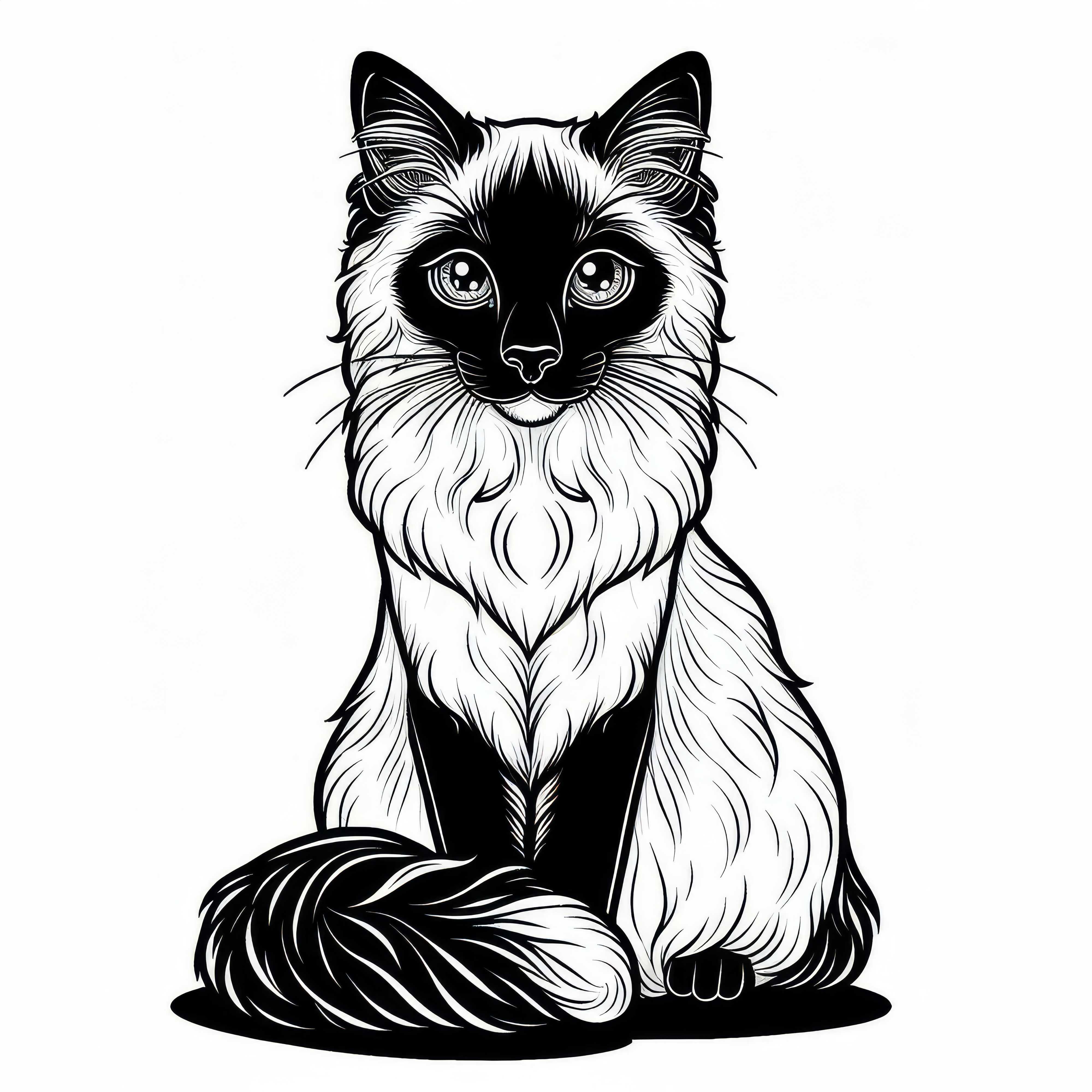 Coloring template of a cat in Balinese style - Free to download