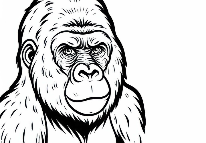 Coloriage gratuit d'un gorille : singe à colorier