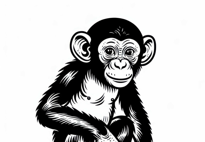 Disegno da colorare gratuito di un bonobo - Divertimento con le acquerelli per tutti!