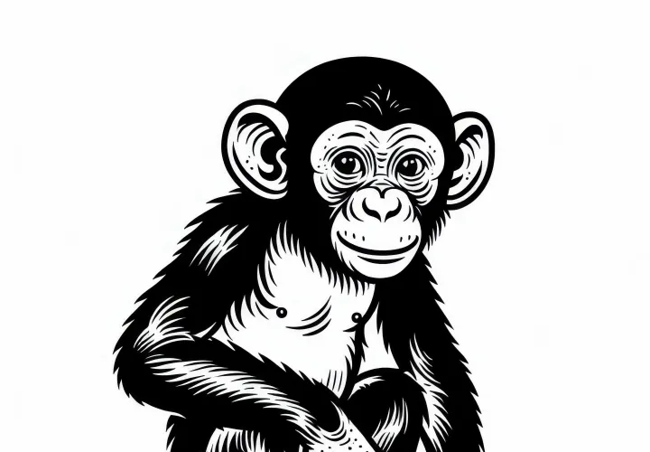 Bezplatná omaľovánka bonobo – vodové maľovanie zábava pre všetkých!