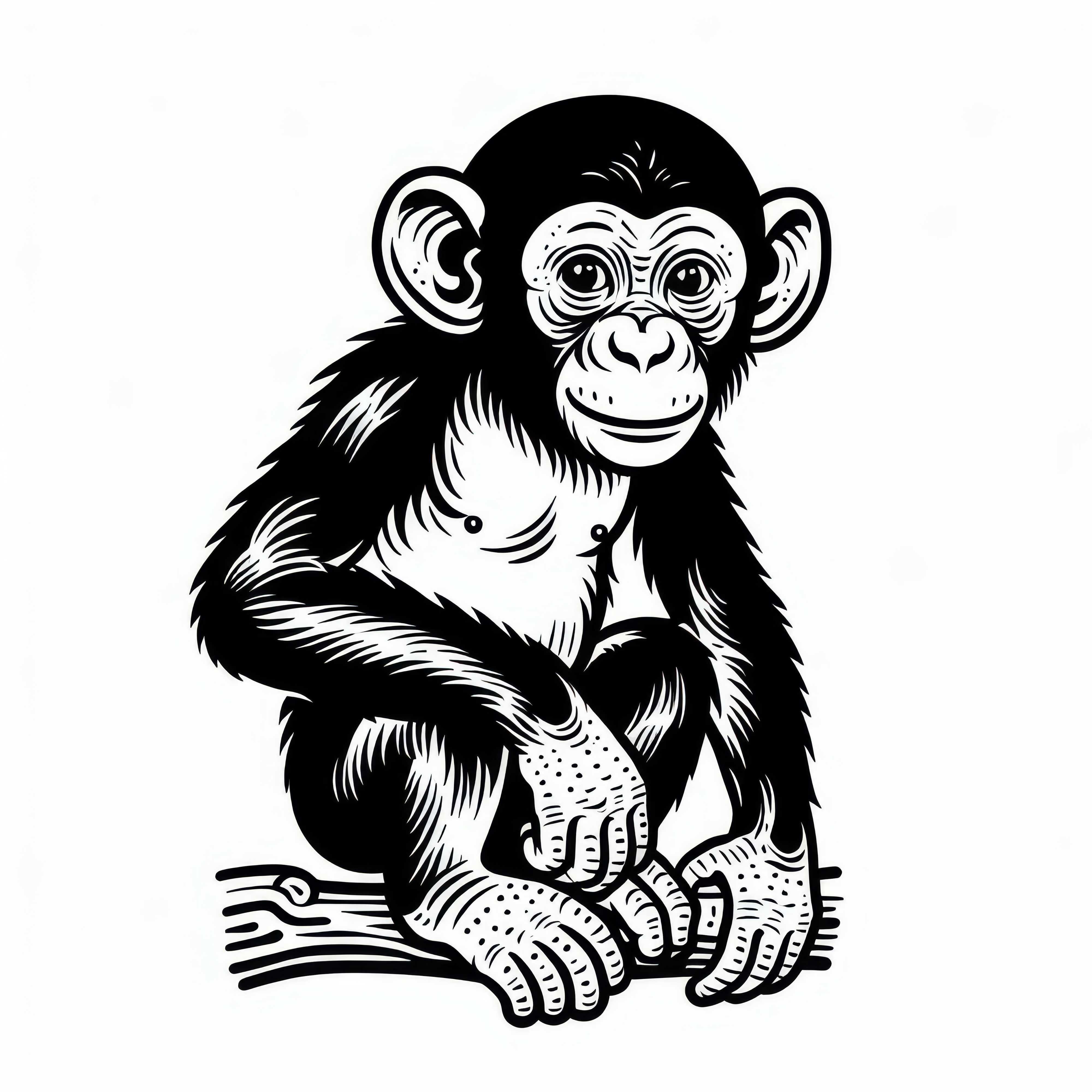 Disegno da colorare gratuito di un bonobo - Divertimento con l'acquerello per tutti!