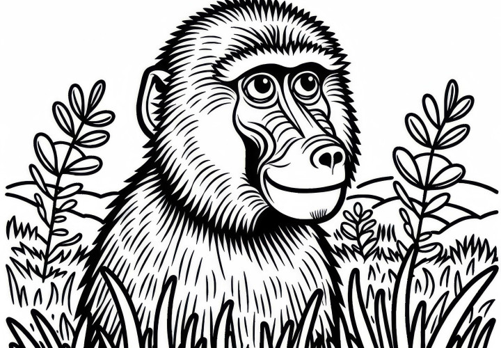 Pagina da colorare: Paviano, Scimmia – Scarica gratuitamente