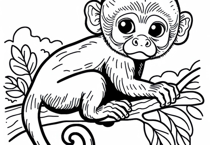 Modello di colorazione di scimmia cappuccina gratuito