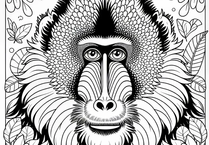Mandril omalovanka pre opice - Bezplatná omaľovánková zábava