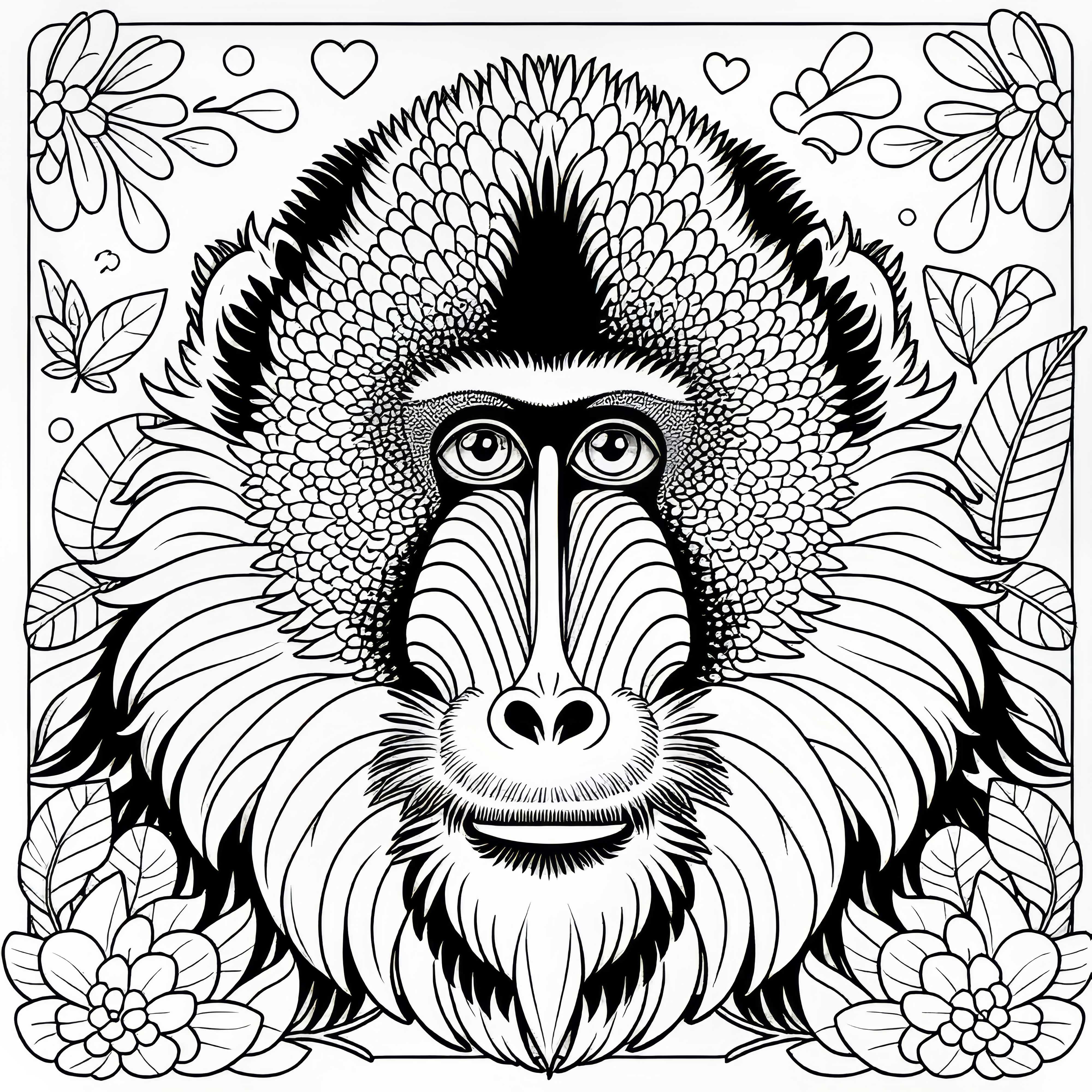 Mandrillo da colorare per scimmie - Divertimento da colorare gratuito