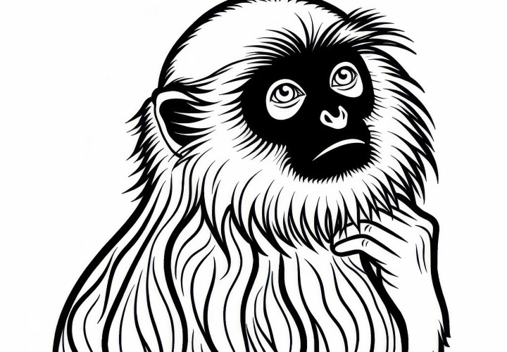 Modello da colorare di Langur - Scimmia Gratis