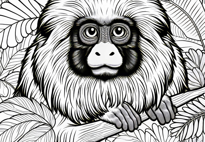 Tamarin Disegno da Colorare Scimmia Gratuito