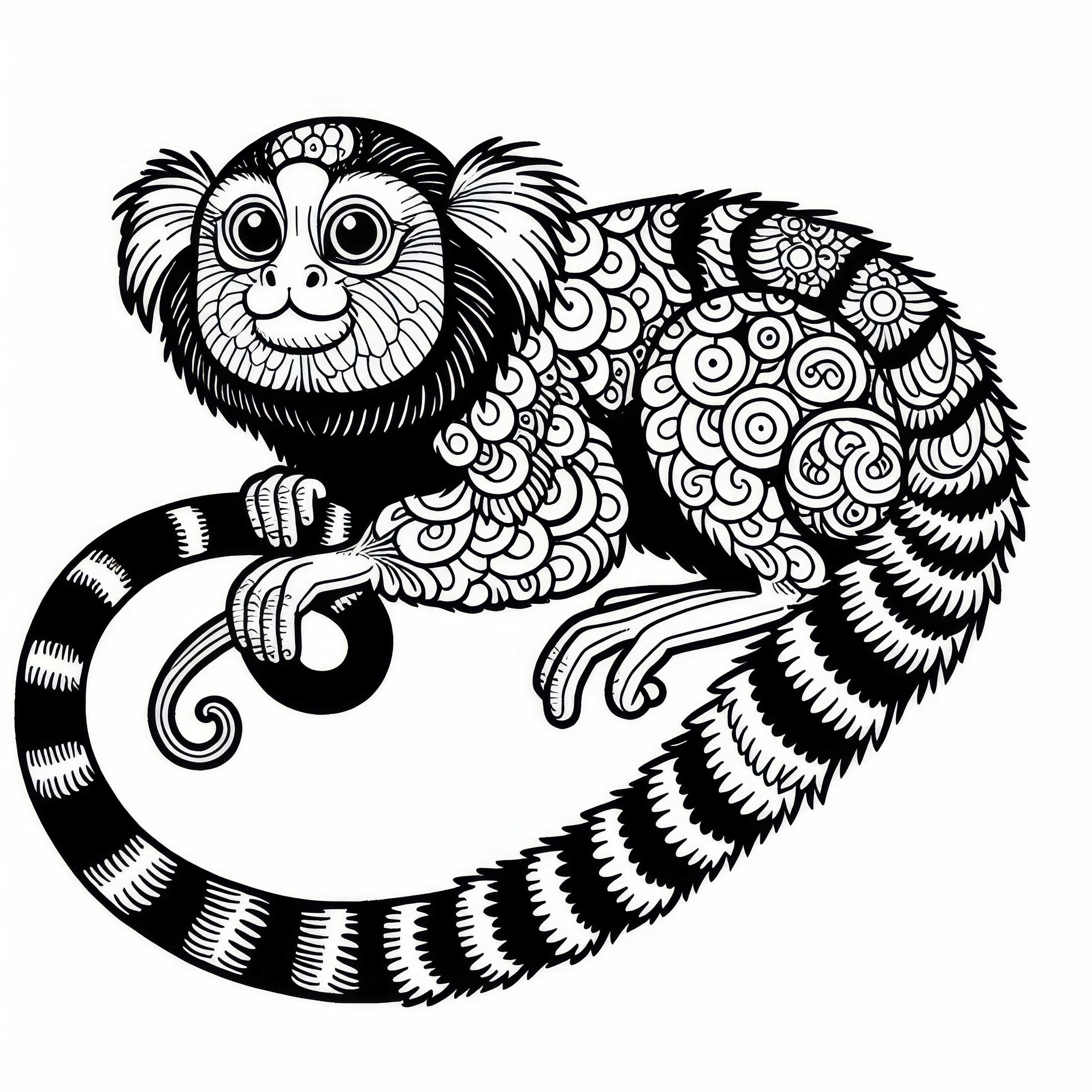 Marmoset Saguiali Ausmalbild Gratis