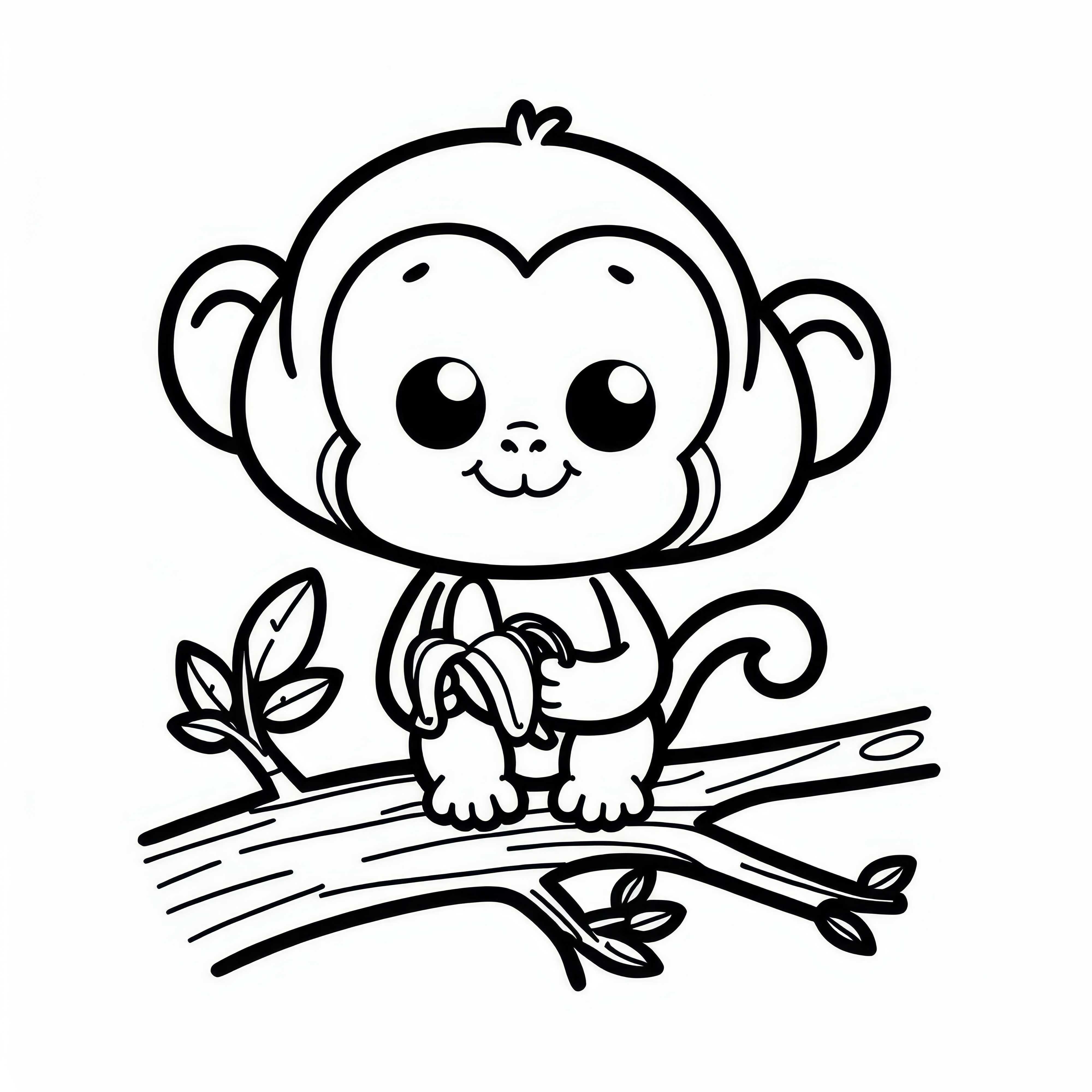 Scimmia tiene una banana in mano - Disegno da colorare gratuito La scimmia tiene una banana in mano - Disegno da colorare gratuito