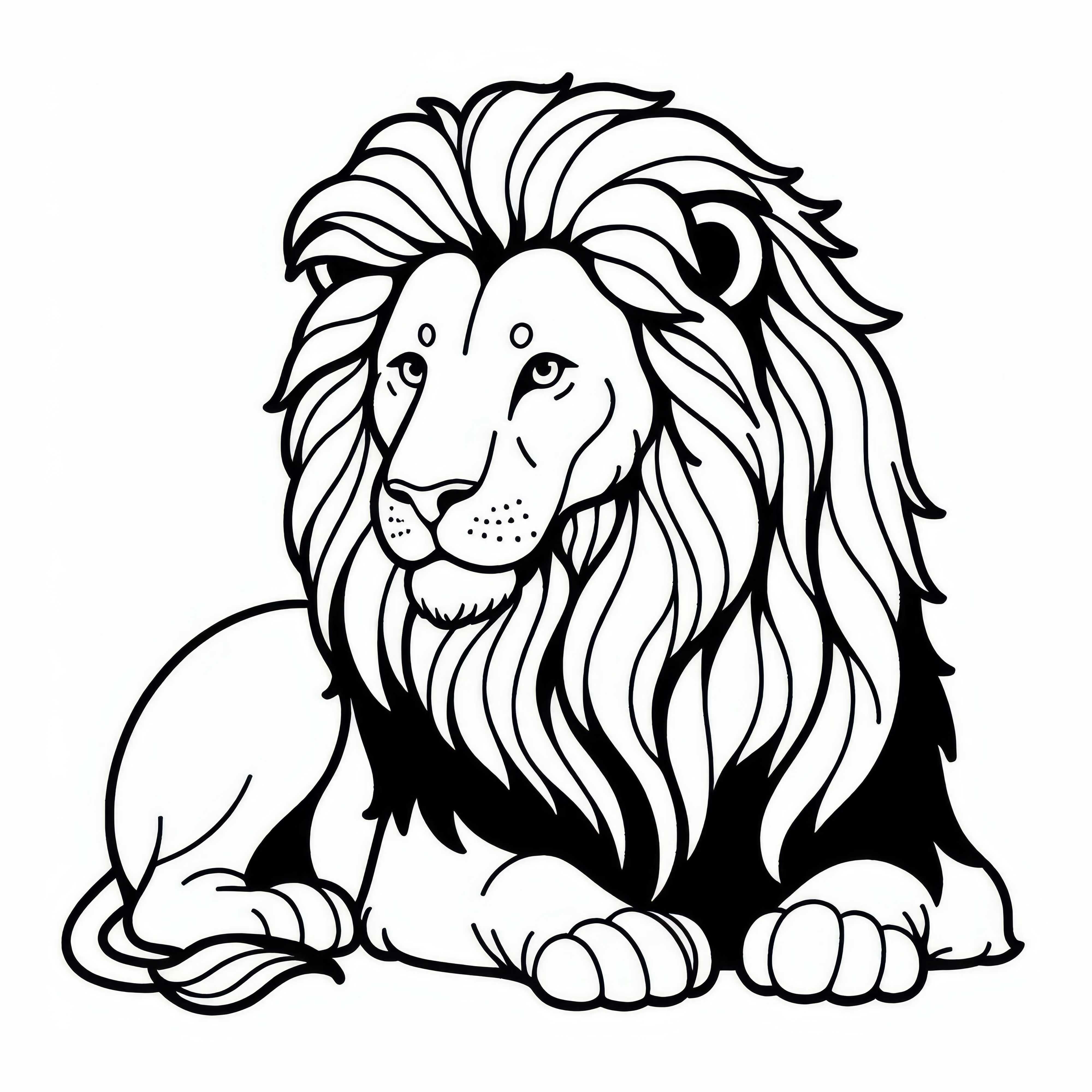 Model de colorat pentru leu, pisică prădătoare, gratuit