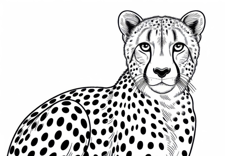 Cheetah desen de colorat: Pisică de pradă gratuit de descărcat