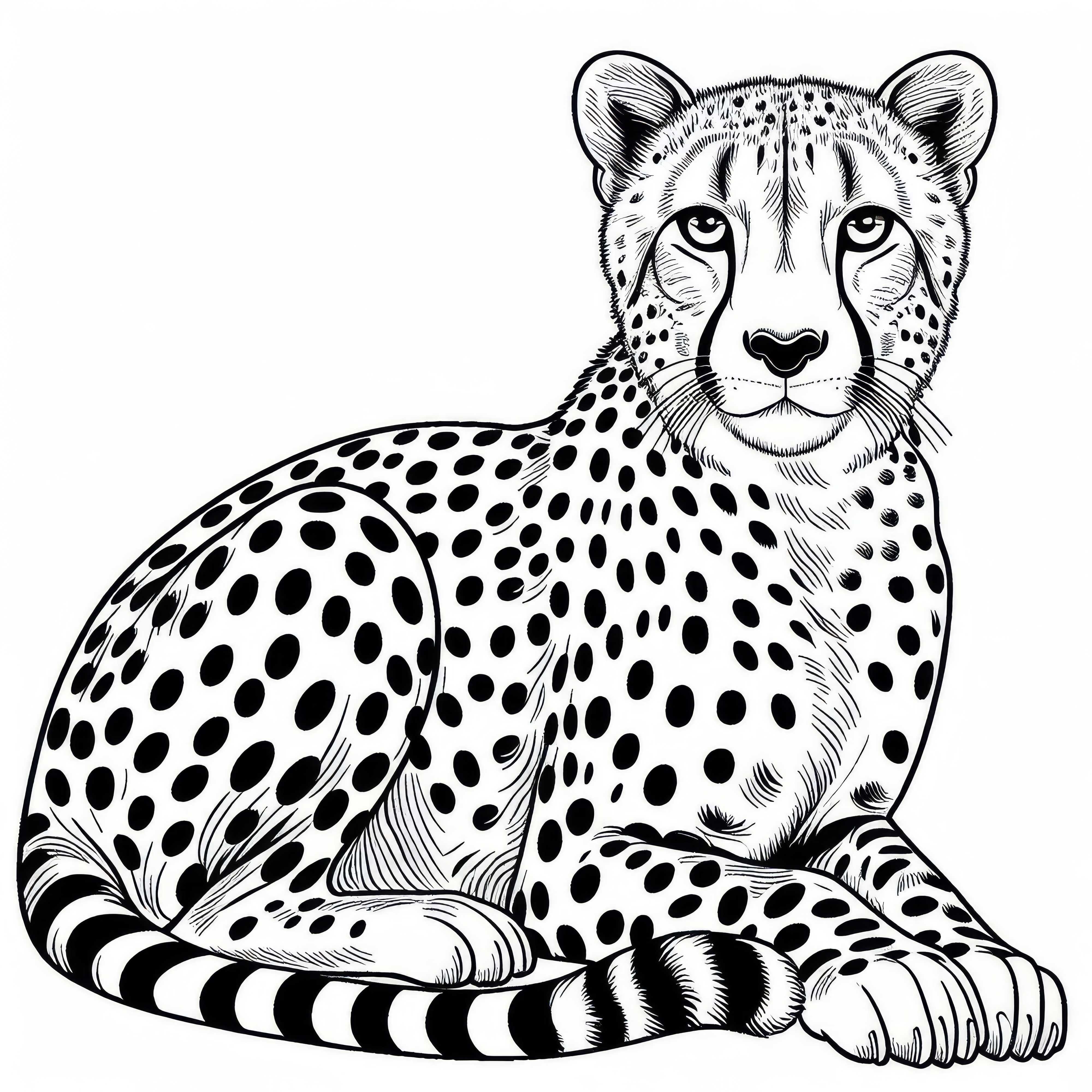 Cheetah Desen de Colorat: Pisică Sălbatică Gratuit de Descarcat