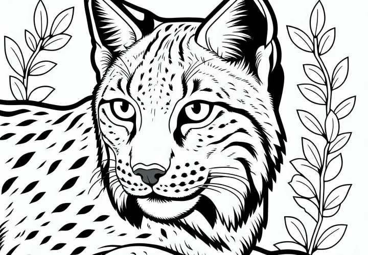Omalovánka rysa – stránky s predátorskou mačkou na stiahnutie zadarmo