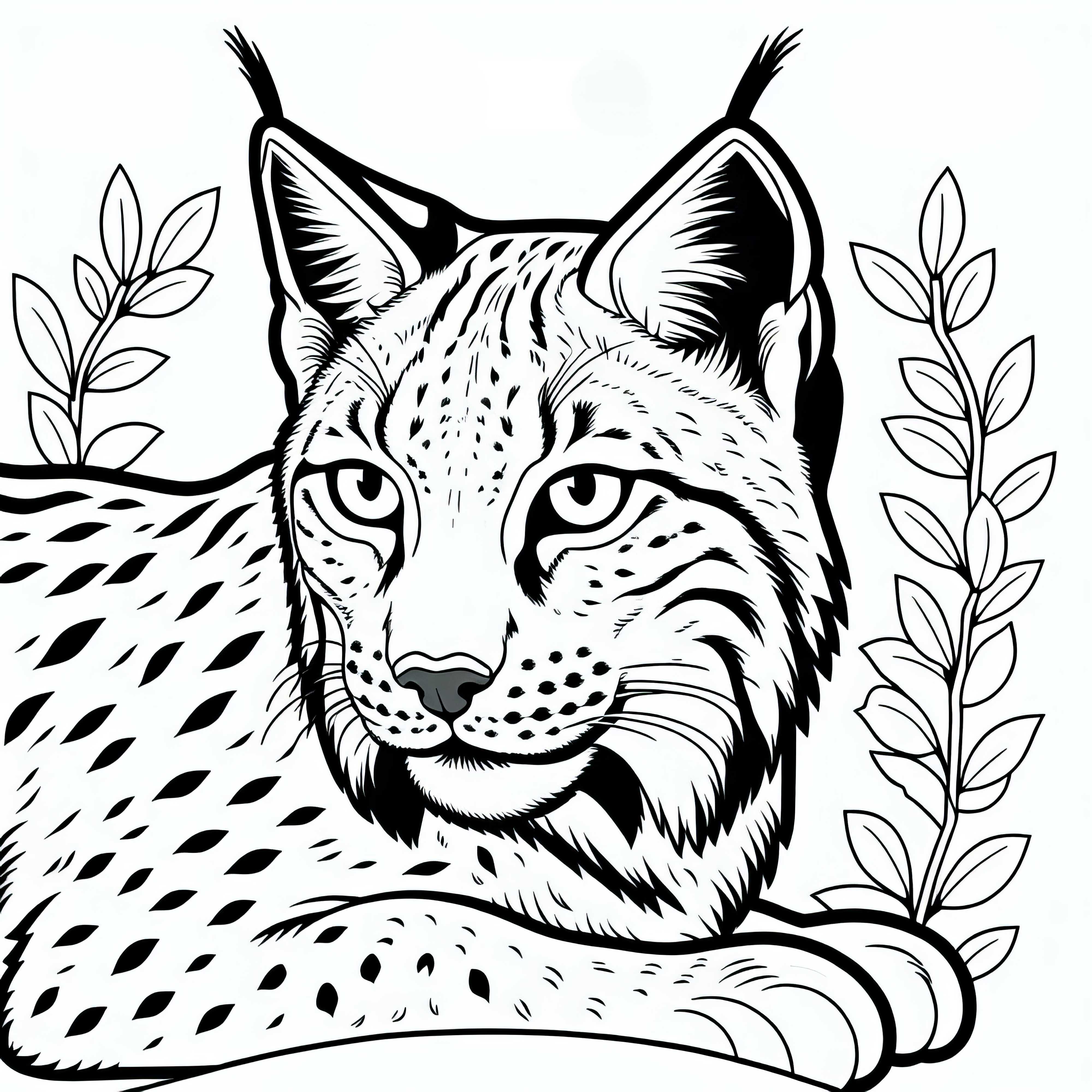 Desen de colorat cu lince – felină de pradă, descărcare gratuită