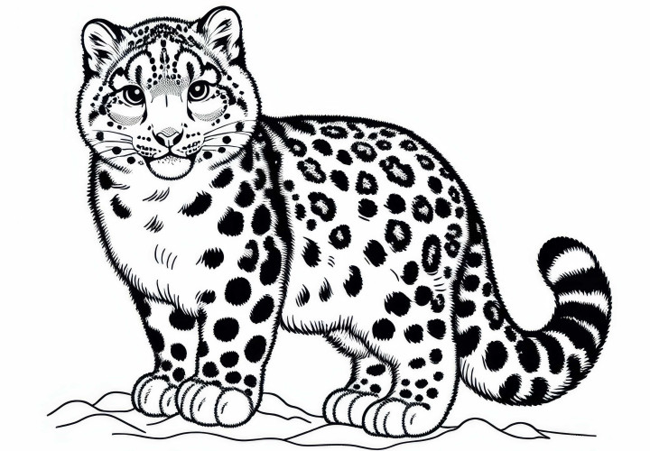 Pantera zăpezilor – Feline sălbatice desen de colorat Gratuit