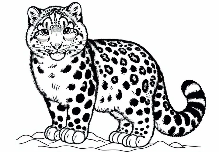 Snehový leopard omalovánka – šelma zadarmo