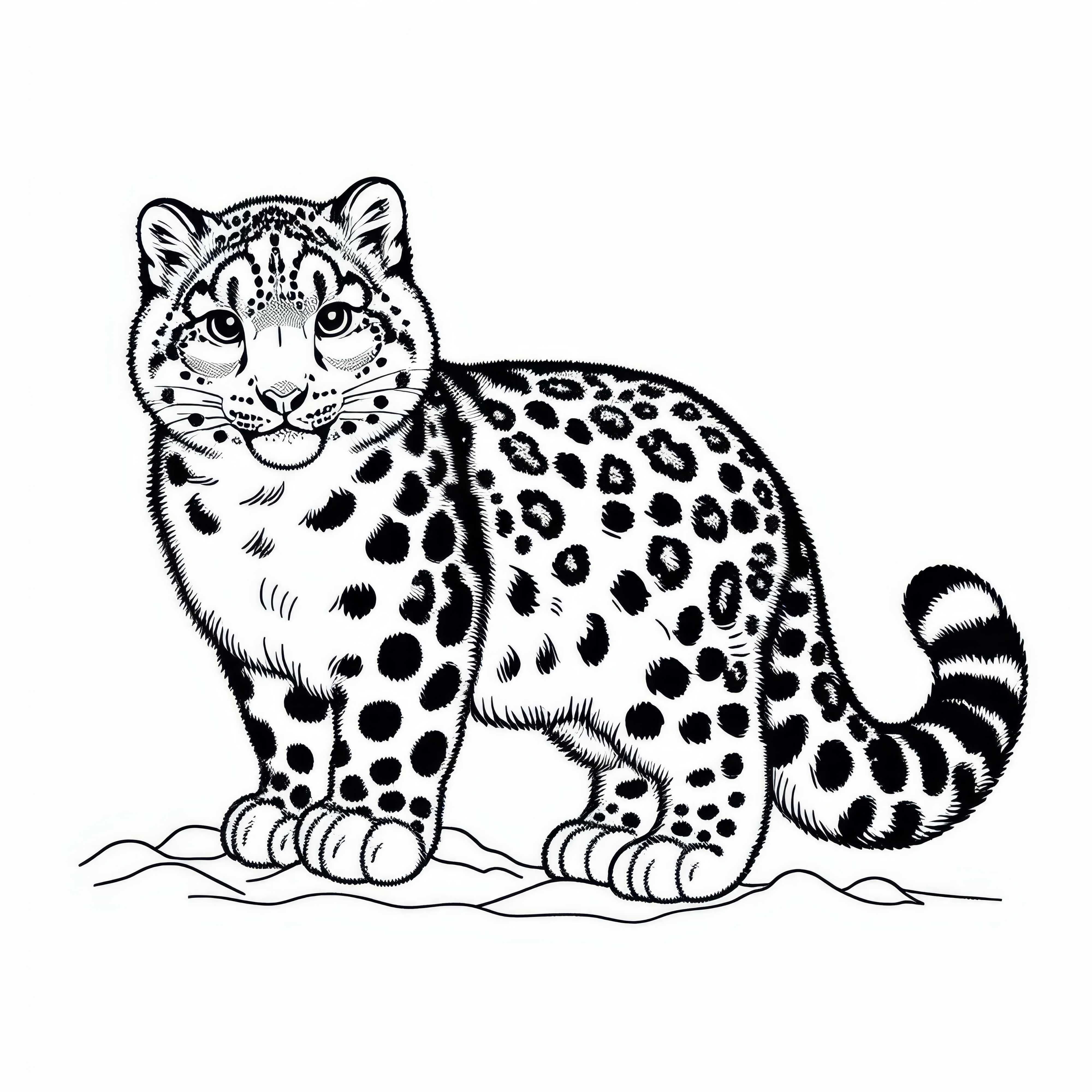 Leopard de zăpadă desen de colorat – Pisică răpitoare Gratuit