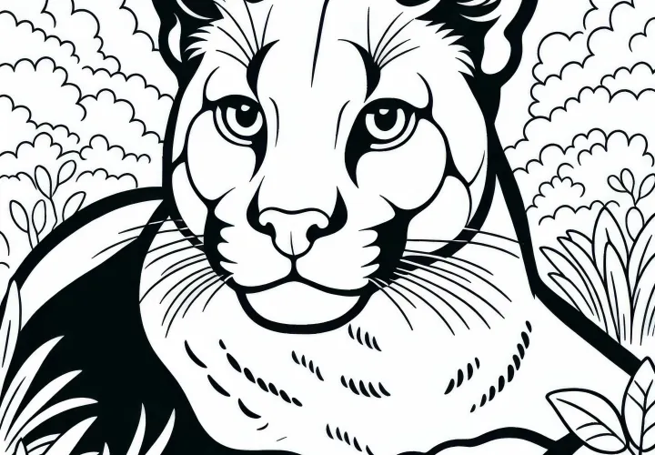 Bezplatná omaľovánka divokej mačky: Puma
