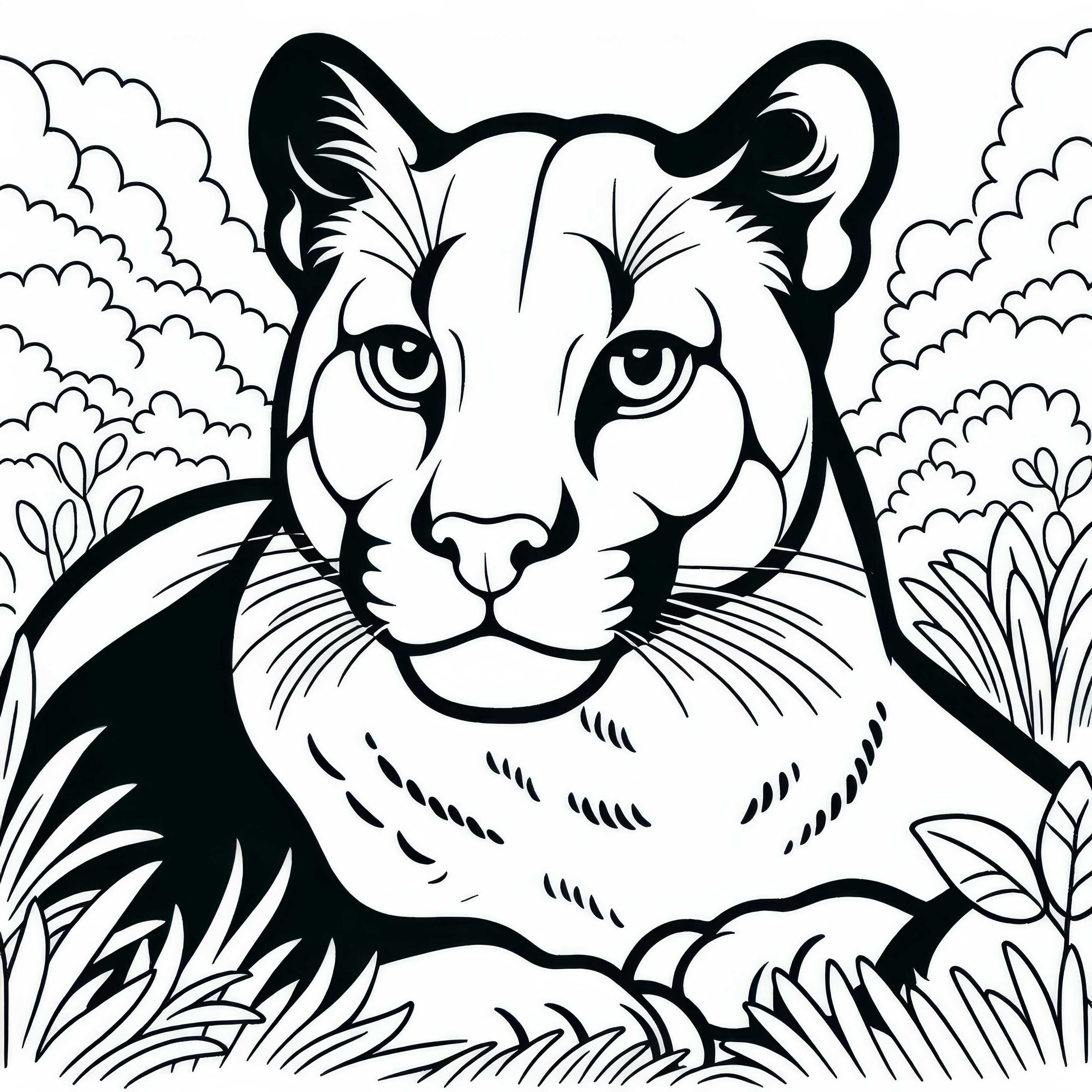 Imagini de colorat gratuite cu un fel de pisică sălbatică: Puma Pictură de colorat gratuită cu un mare prădător: Puma