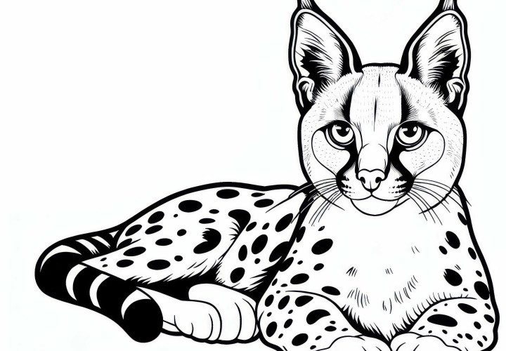 Model de colorat cu felină – Imagină de colorat gratuit de descărcat