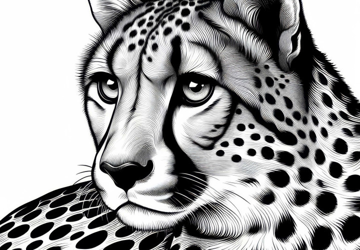 Cheetah Foaie de colorat Gratis - Foaie de colorat gratuită pentru timp liber creativ