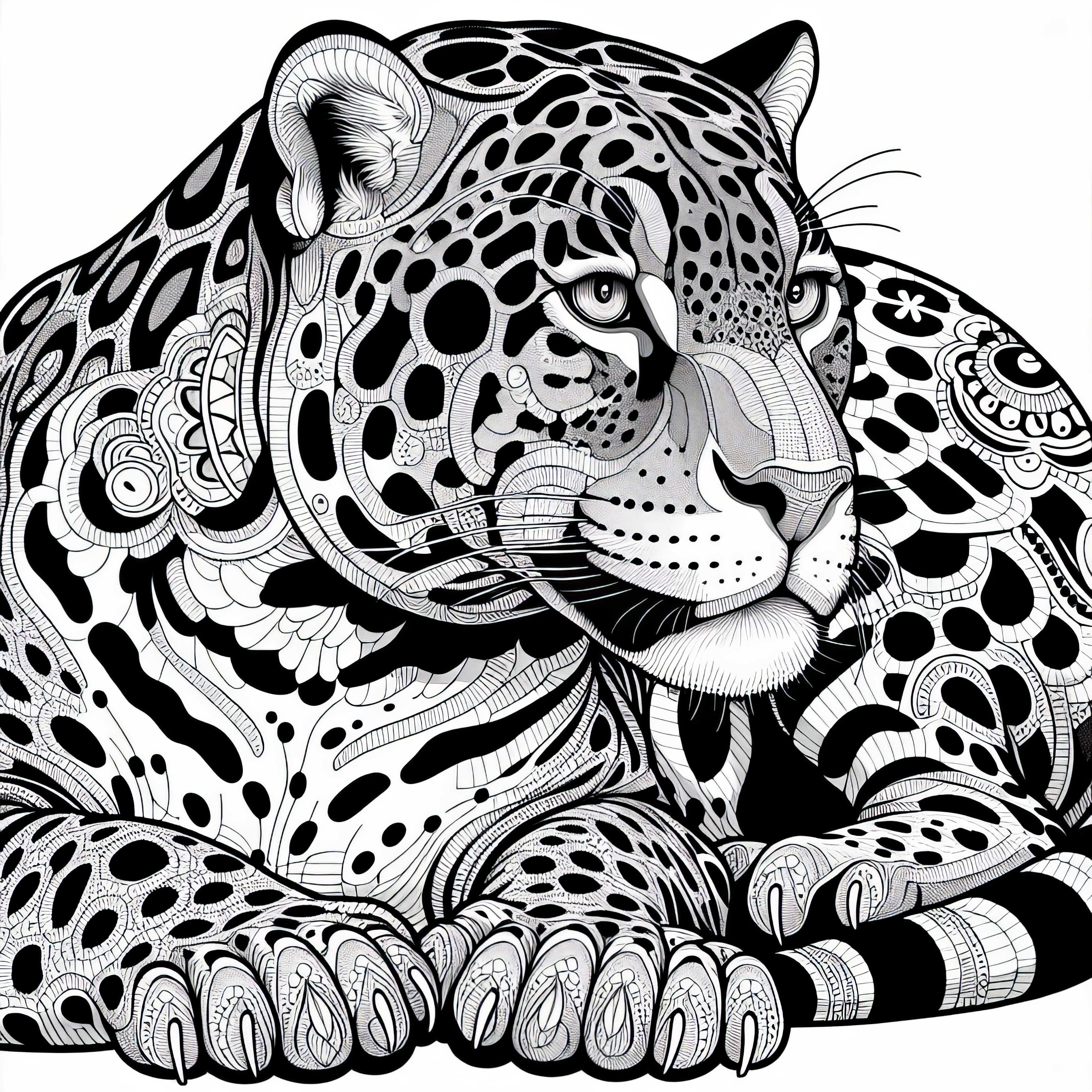 Desen de colorat gratuit cu un jaguar