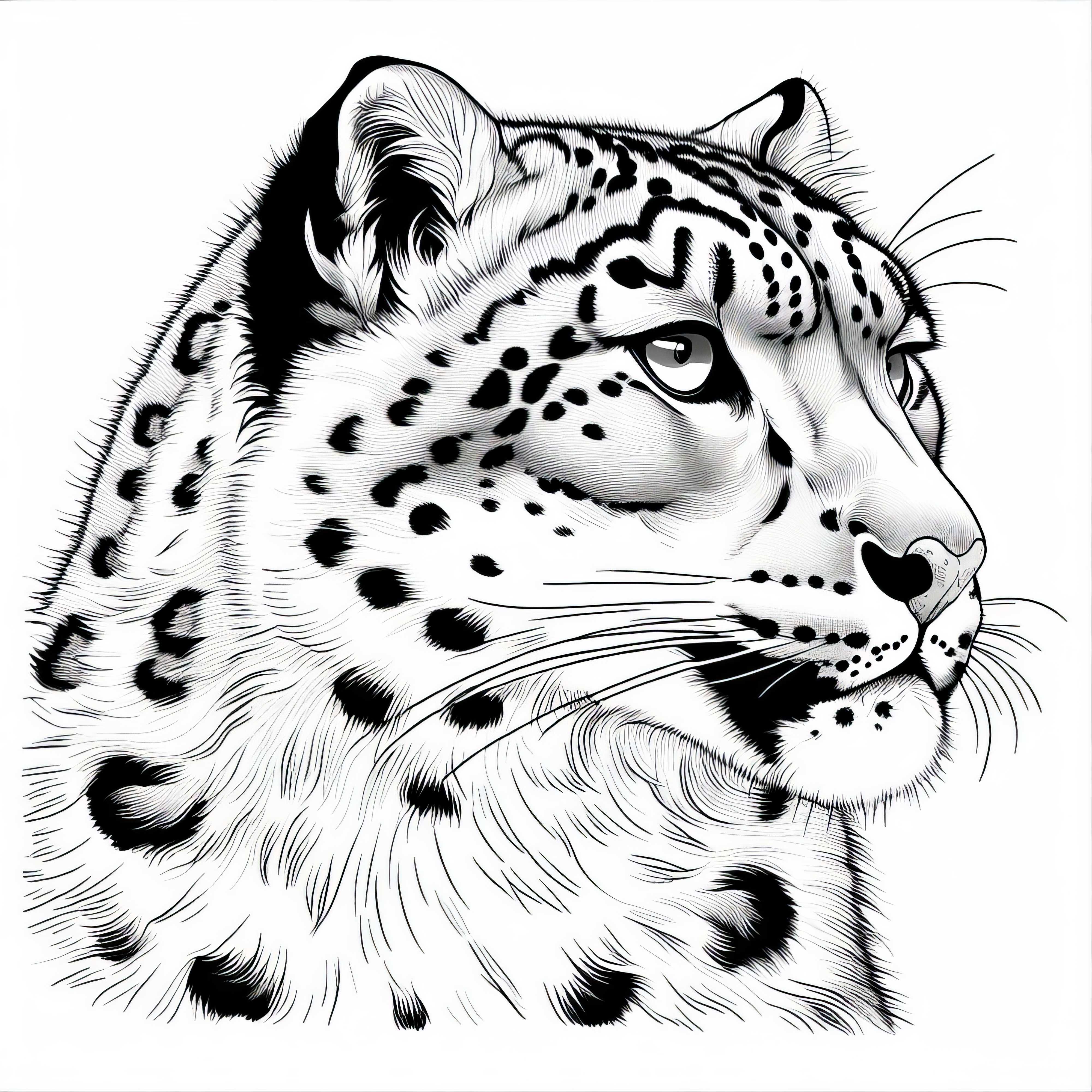 Culoare desen pentru leopardul de zăpadă - Descărcare gratuită
