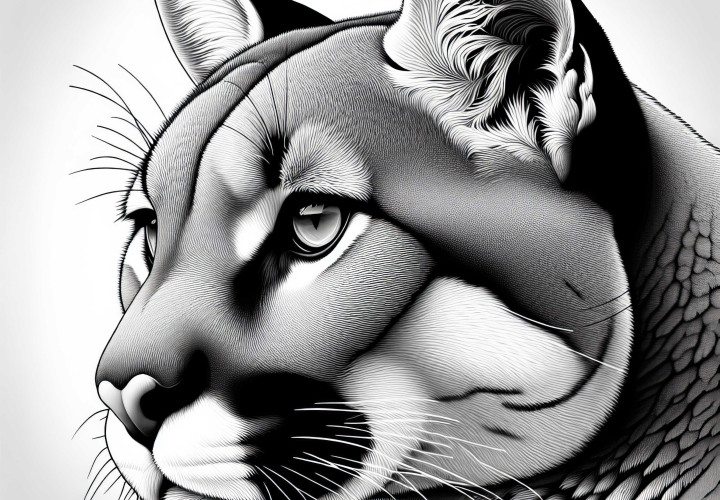 Desen de colorat gratuit cu un feline sălbatic - Puma