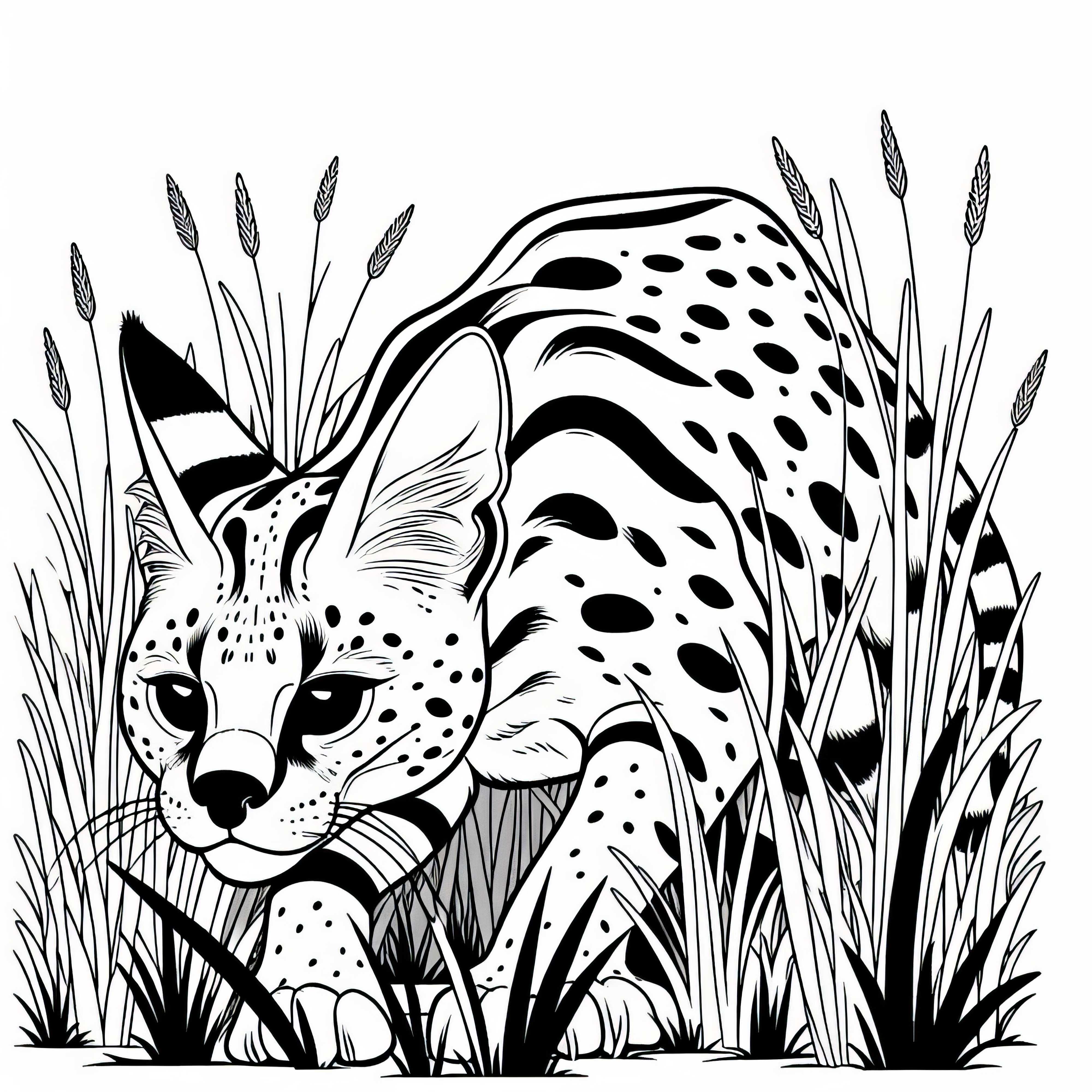 Serval Pirscht Durch Hohes Gras – Malvorlage Kostenlos Serval Pirscht Durch Hohes Gras – Malvorlage Kostenlos