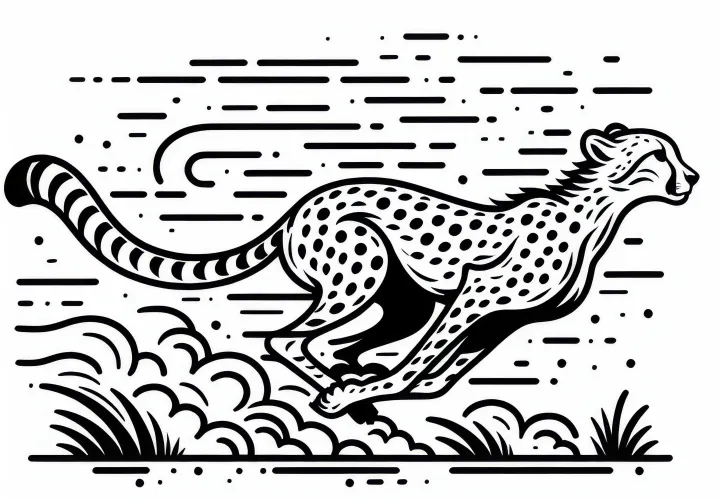 Gepard sa rozbehne cez step – zdarma na vyfarbenie