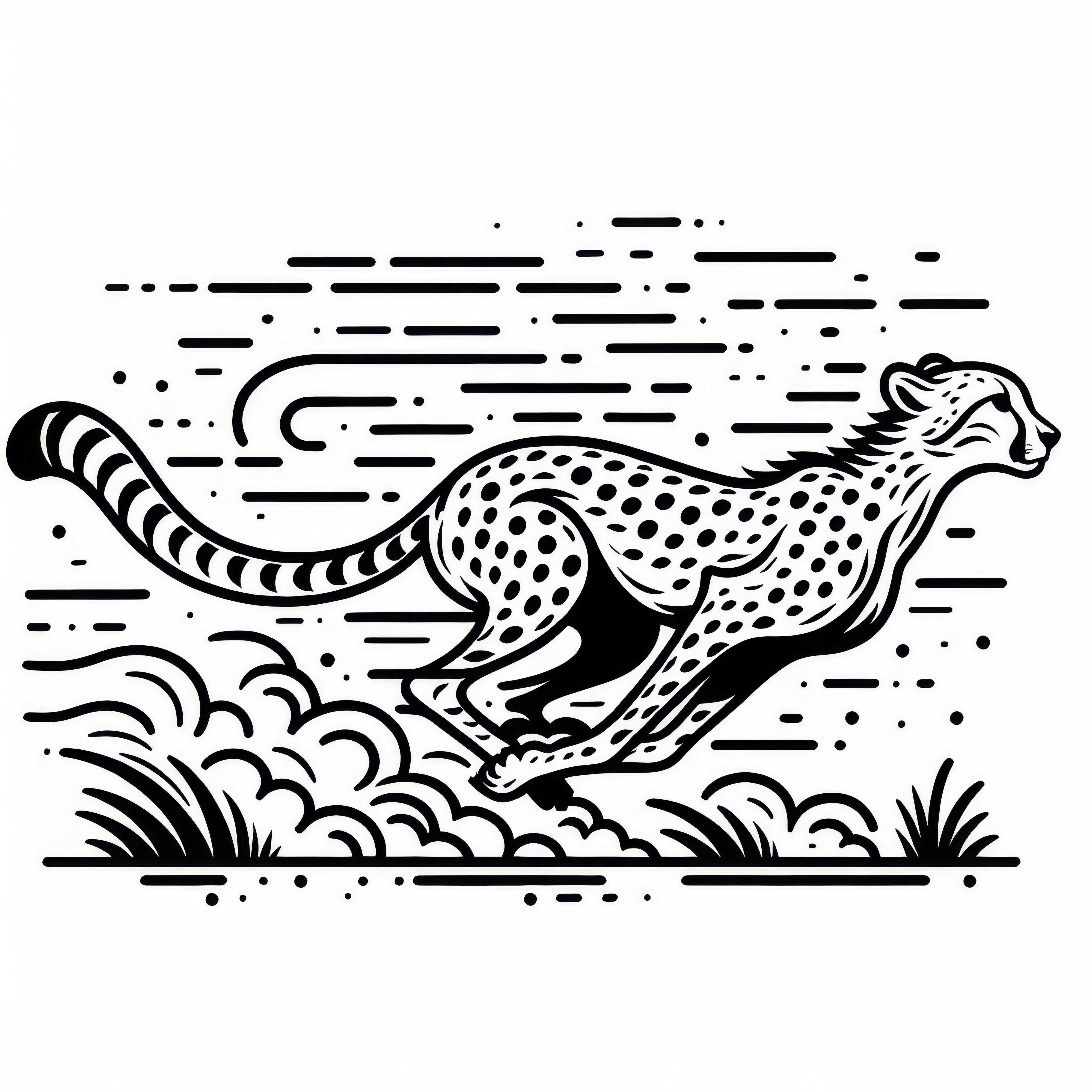 Gepardul aleargă peste stepă - Desen de colorat gratuit