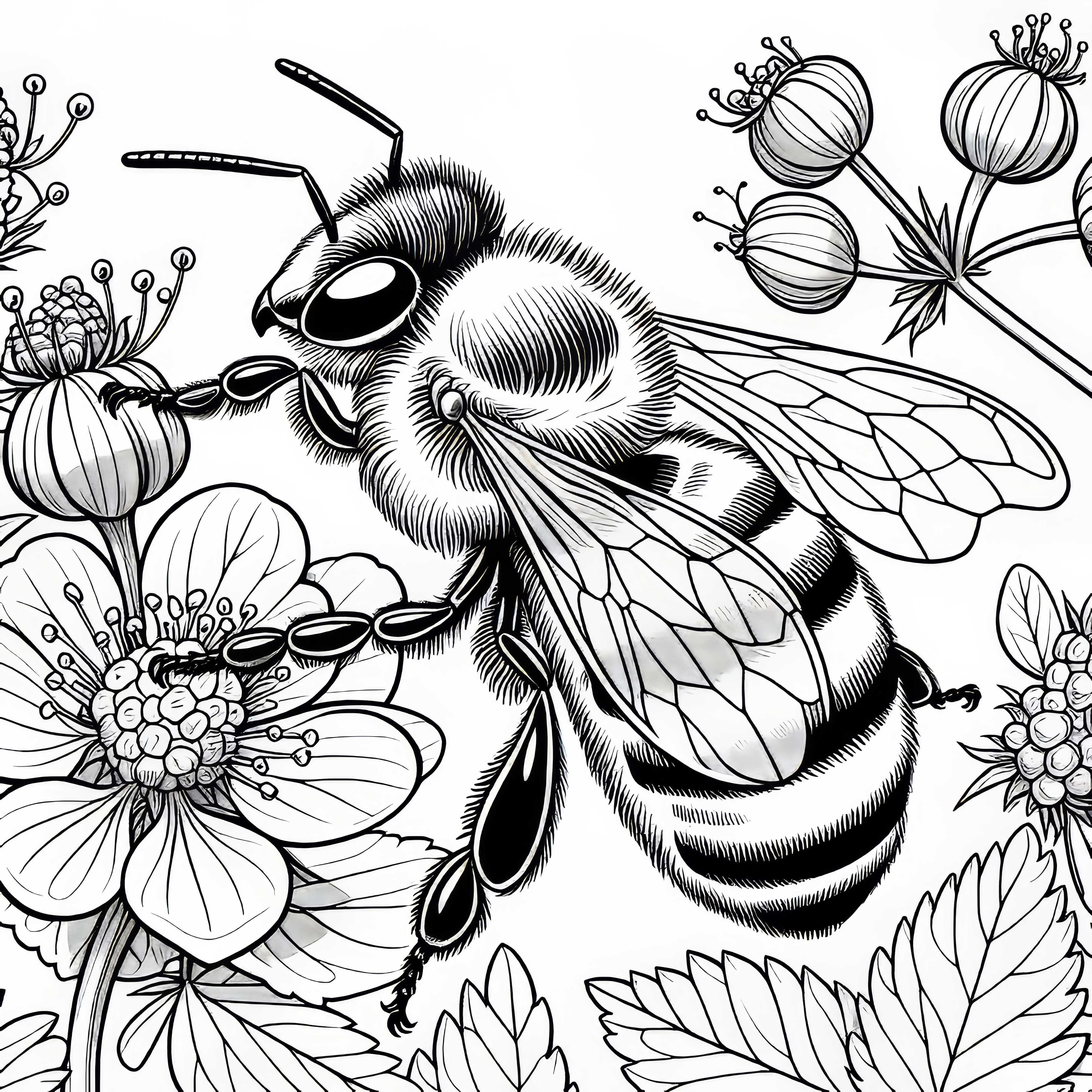 Bee - Free Realistic Coloring Page