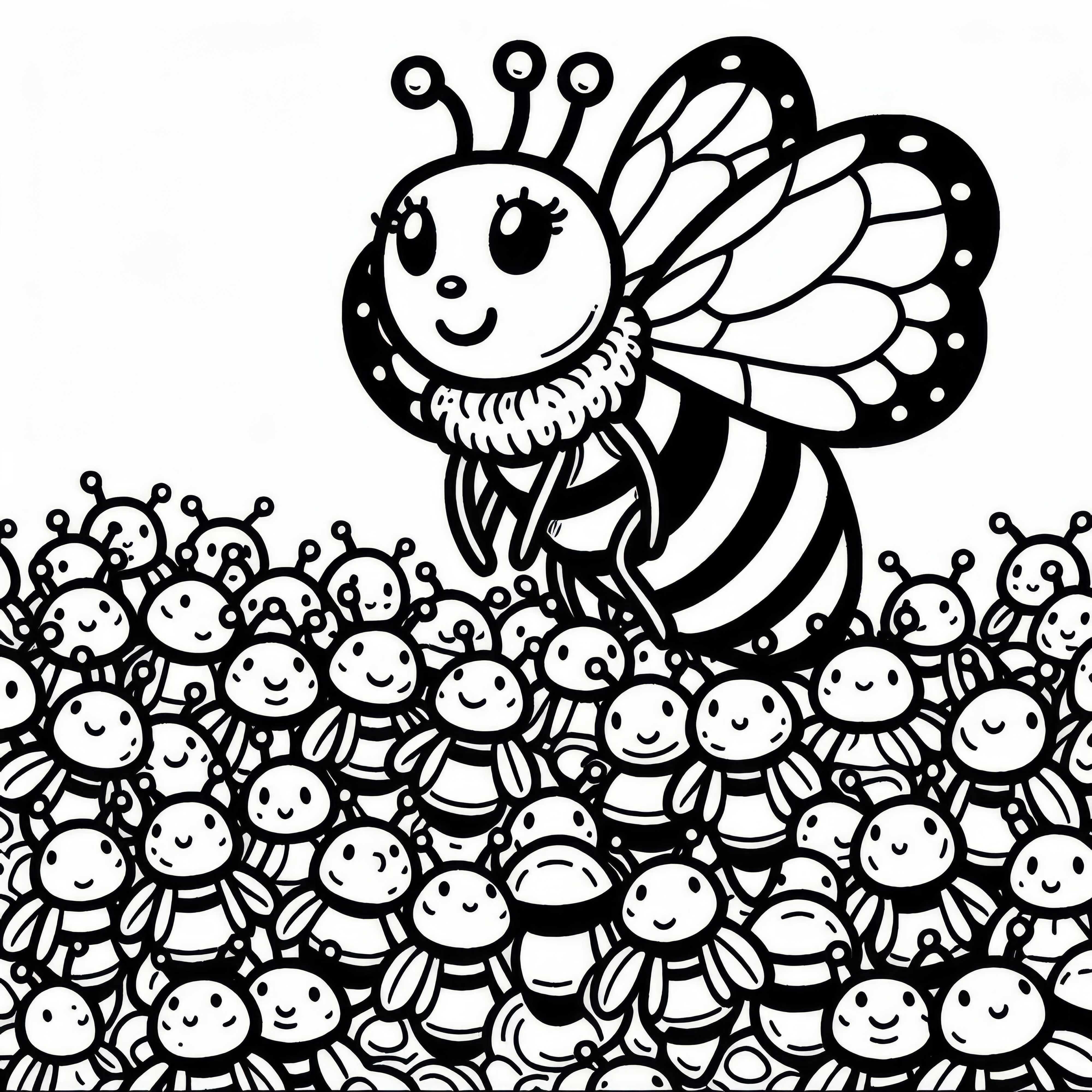 Coloring page of a queen bee - free coloring template