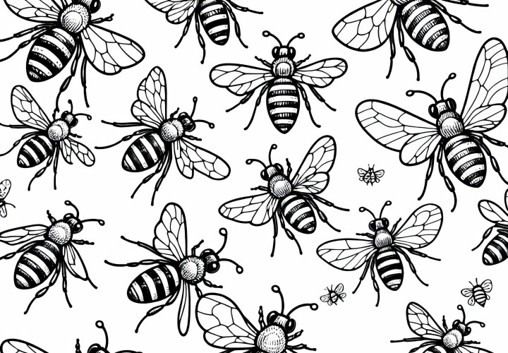 Bee swarm coloring page free to download and color