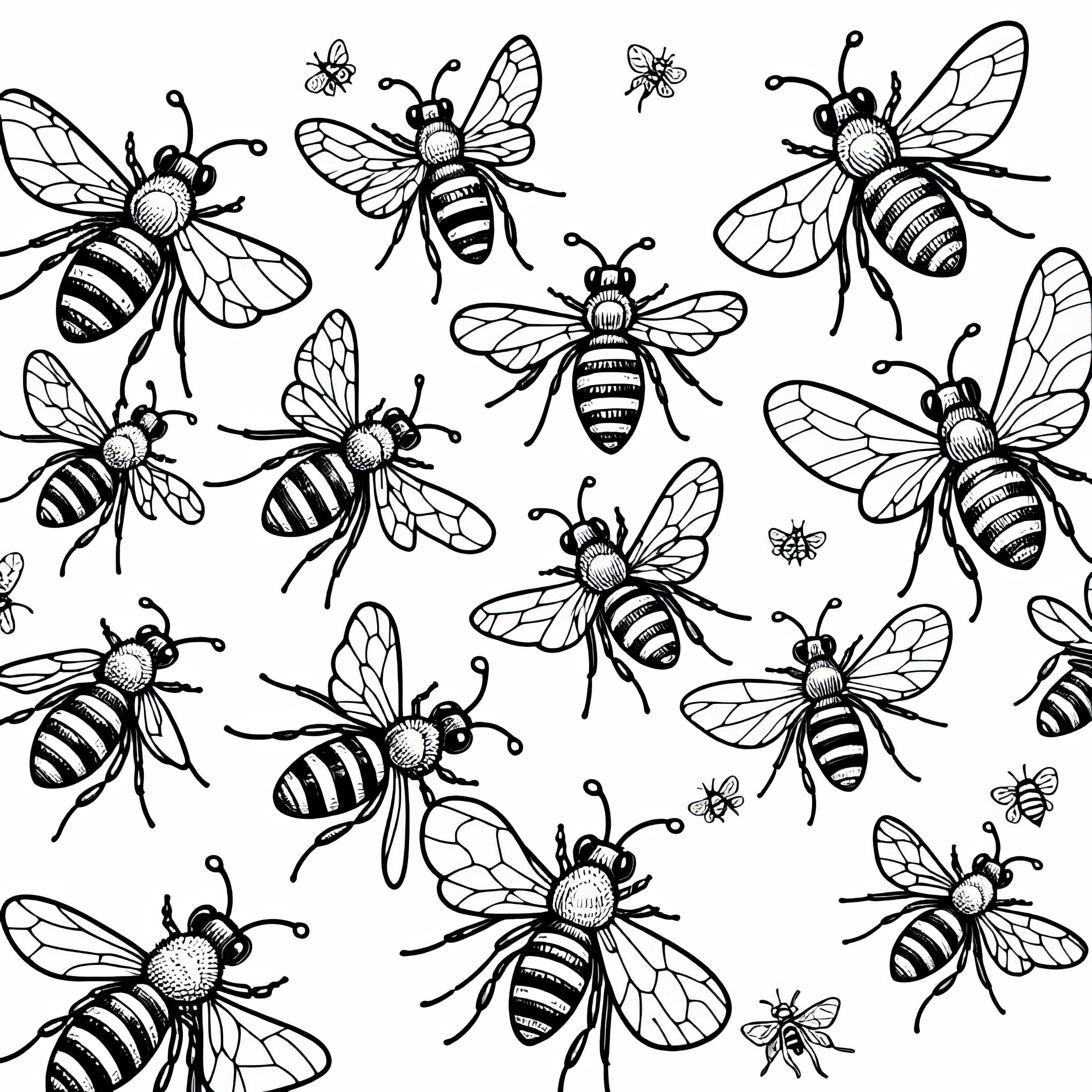 Bee swarm coloring page free to download and color