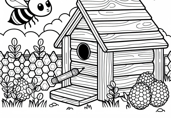 Coloring page of a bee as a free coloring template