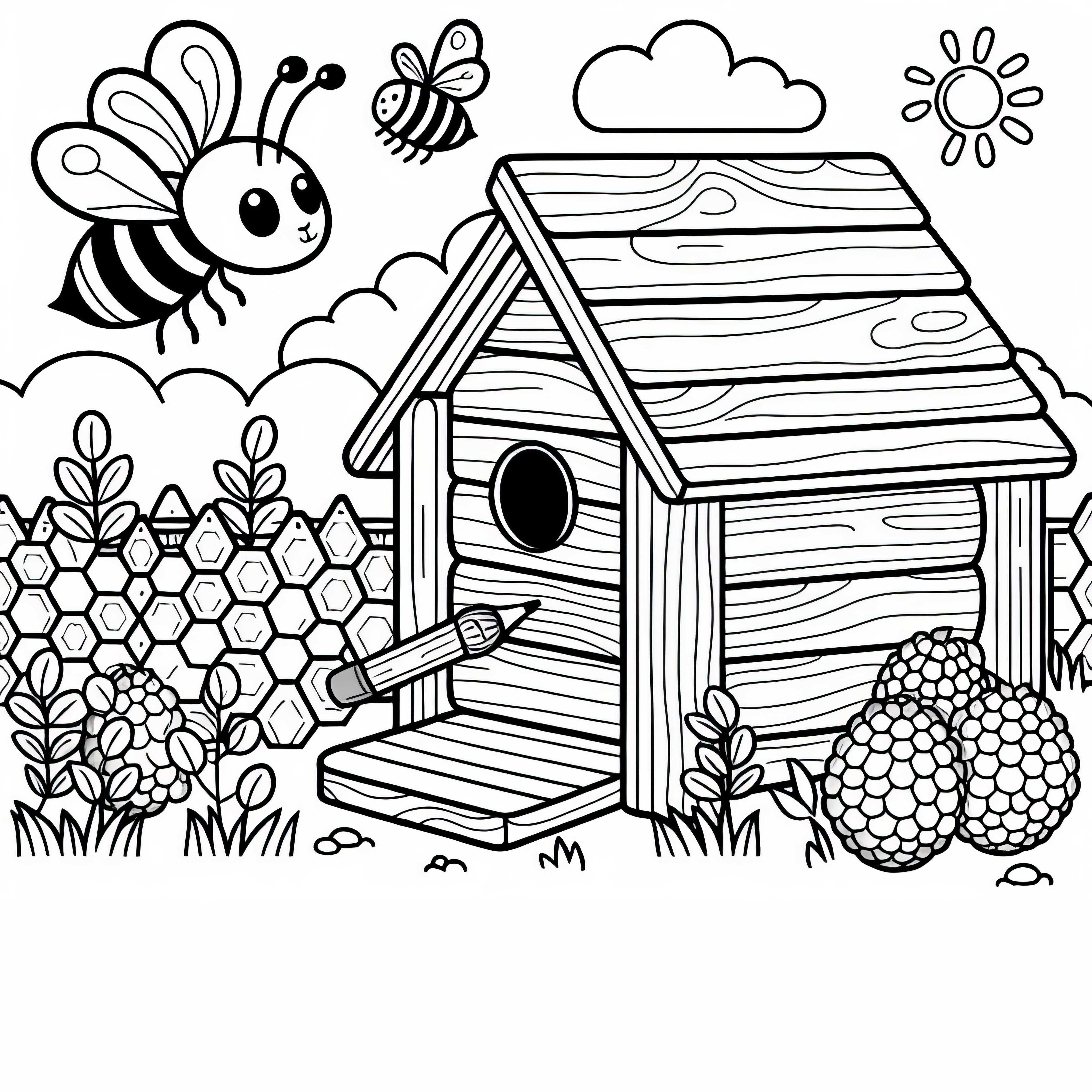 Coloring page of a bee as a free coloring template