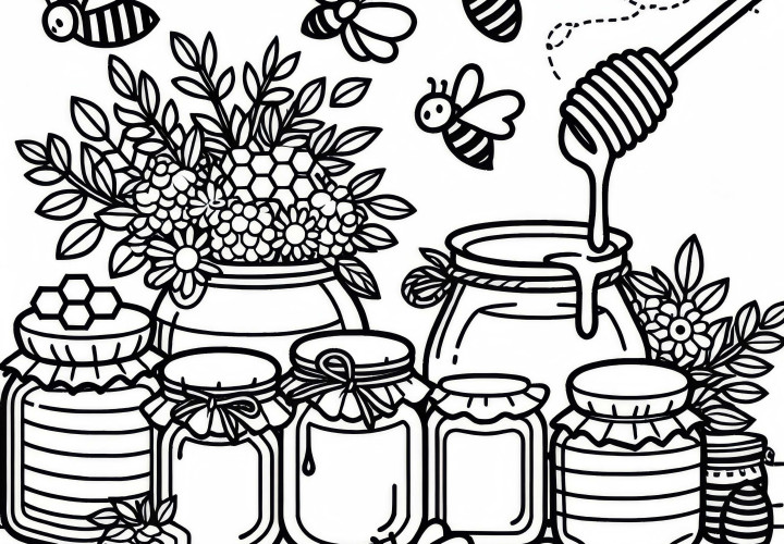 Honey Jar Coloring Template Free: Download your image and color it in