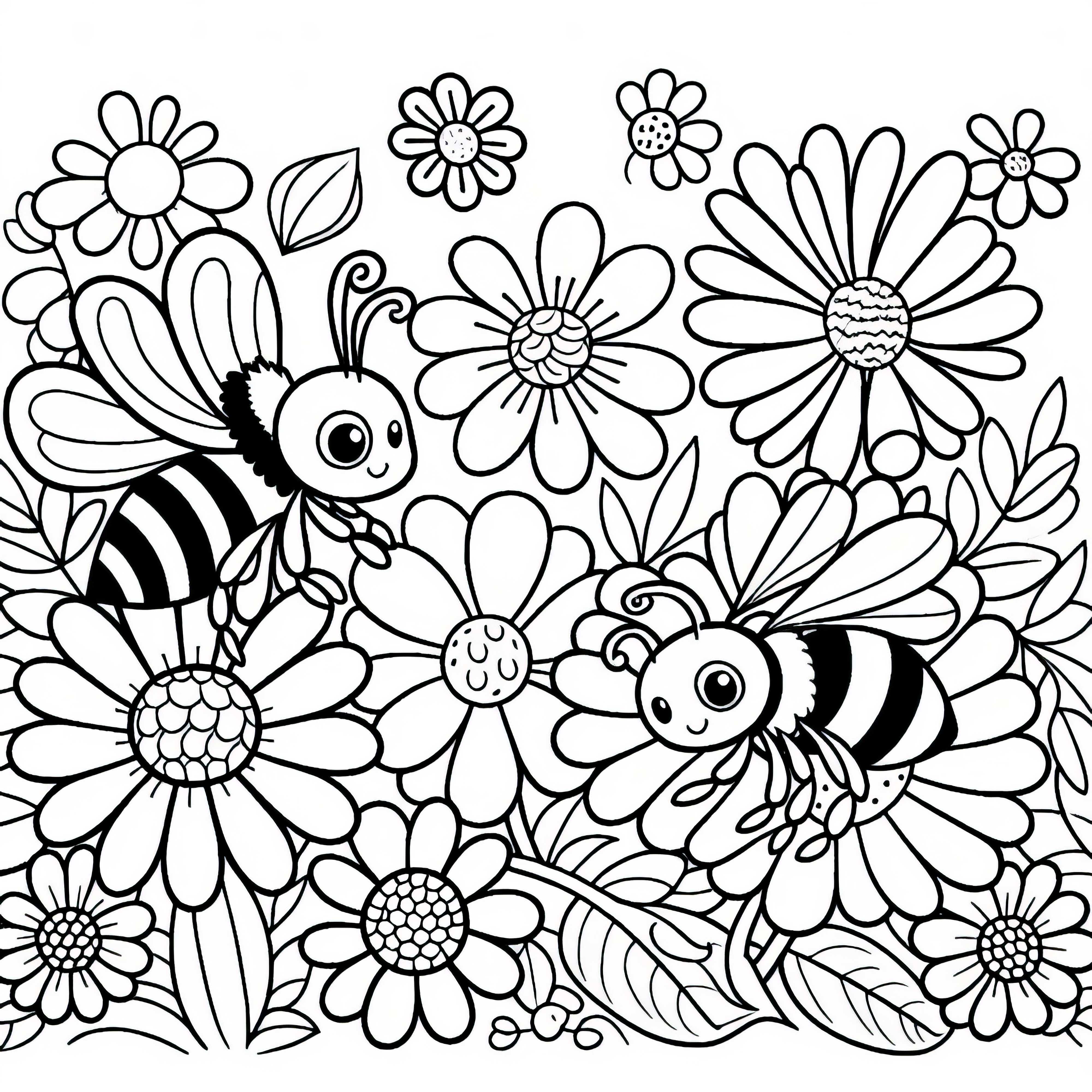 Gratis Kleurplaat Van Bijen Op Bloemen Gratis Kleurplaat Van Bijen Op Bloemen