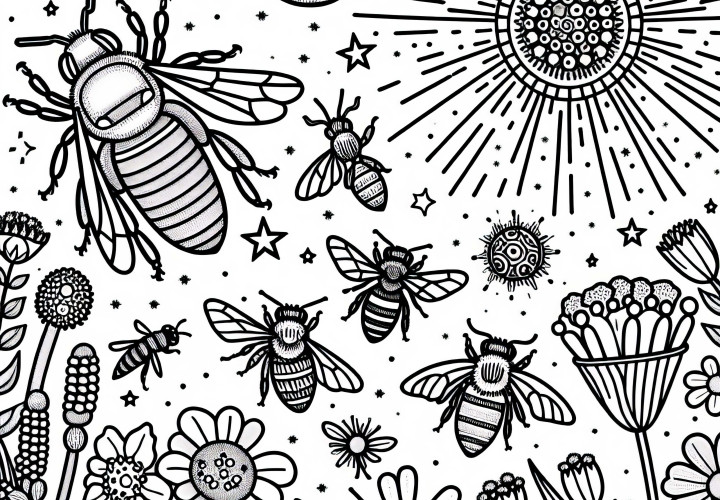 Free coloring page of a bee
