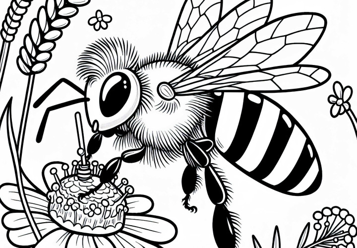Western Honey Bee Coloring Page Free