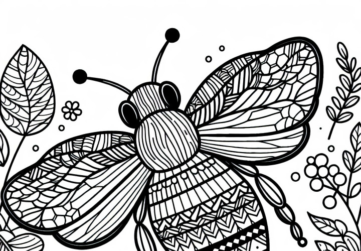 Free coloring page of a large wood bee
