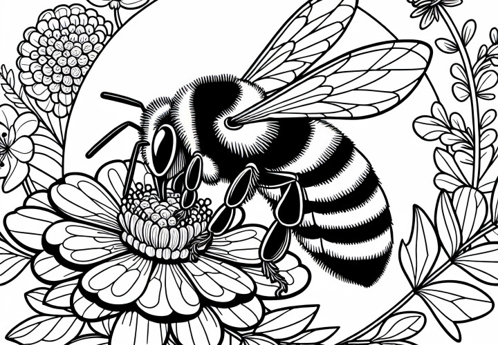 Free coloring template for leafcutter bees