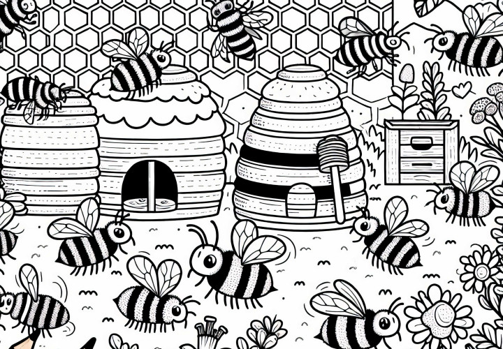 Life in the Beehive: Coloring Page (Free)